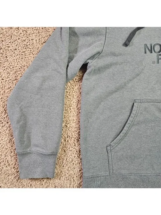 The North Face Mens Gray Pullover Hoodie Sweatshirt Size M Logo Fleece Cotton - Picture 9 of 14